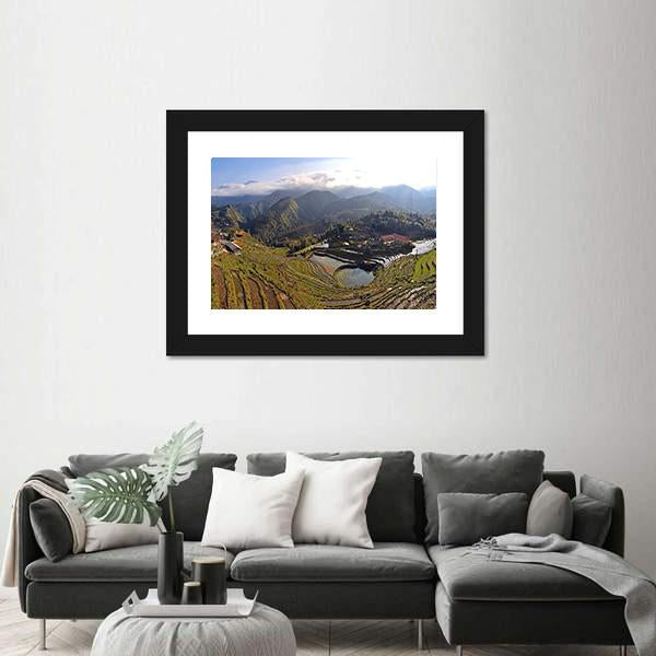 Terraced Rice Fields In Sapa Vietnam Panoramic Canvas Wall Art-1 Piece-36" x 12"-Tiaracle