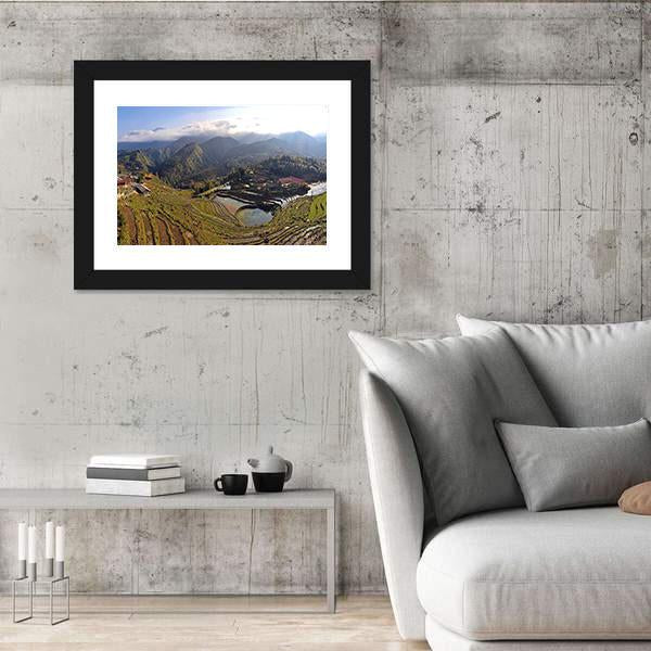 Terraced Rice Fields In Sapa Vietnam Panoramic Canvas Wall Art-1 Piece-36" x 12"-Tiaracle