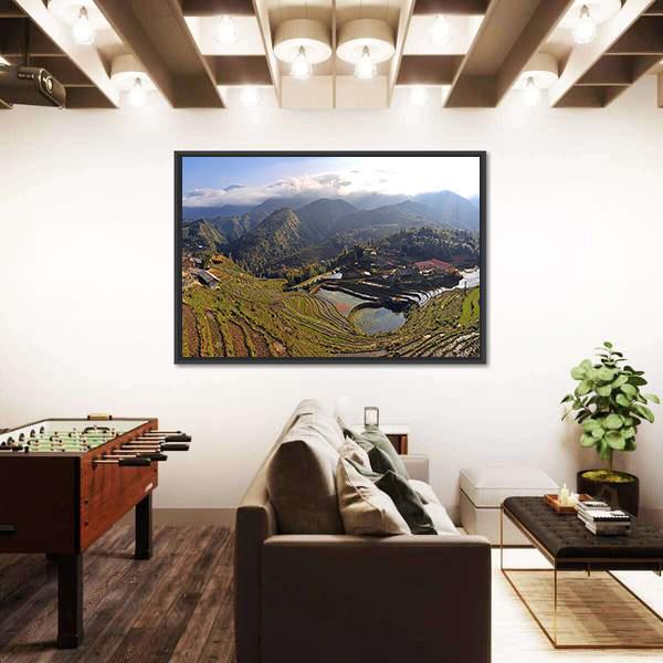 Terraced Rice Fields In Sapa Vietnam Panoramic Canvas Wall Art-1 Piece-36" x 12"-Tiaracle