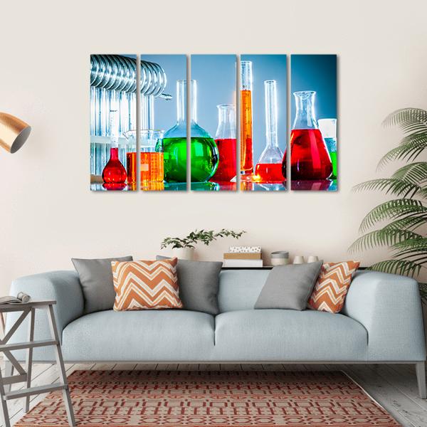 Test Tubes Canvas Wall Art-5 Horizontal-Gallery Wrap-22" x 12"-Tiaracle
