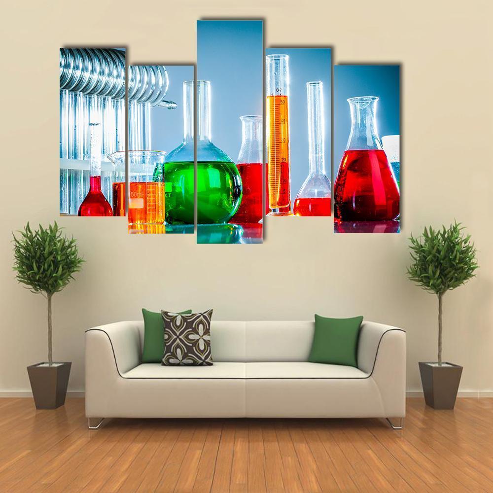 Test Tubes Canvas Wall Art-5 Pop-Gallery Wrap-47" x 32"-Tiaracle