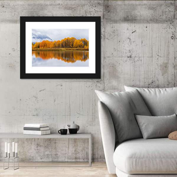Teton Autumn Landscape Reflection Canvas Wall Art-3 Horizontal-Gallery Wrap-25" x 16"-Tiaracle