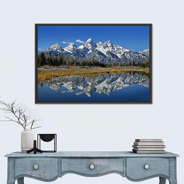 Teton Mountain Range Canvas Wall Art-3 Horizontal-Gallery Wrap-25" x 16"-Tiaracle