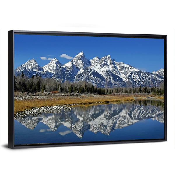 Teton Mountain Range Canvas Wall Art-3 Horizontal-Gallery Wrap-25&quot; x 16&quot;-Tiaracle