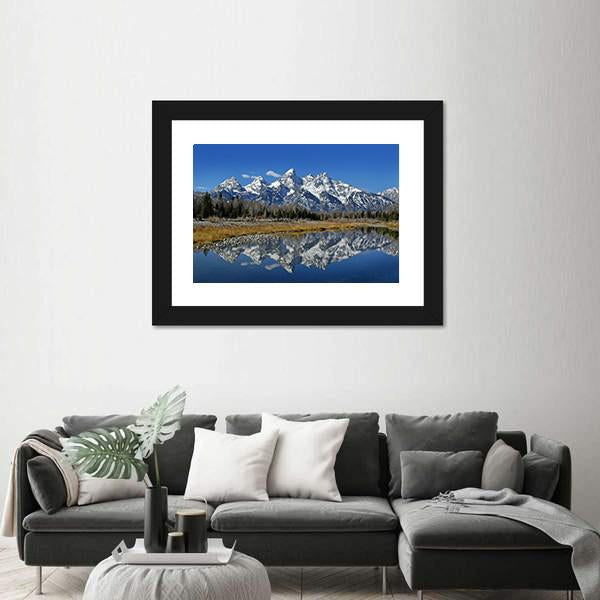 Teton Mountain Range Canvas Wall Art-1 Piece-Framed Print-20" x 16"-Tiaracle