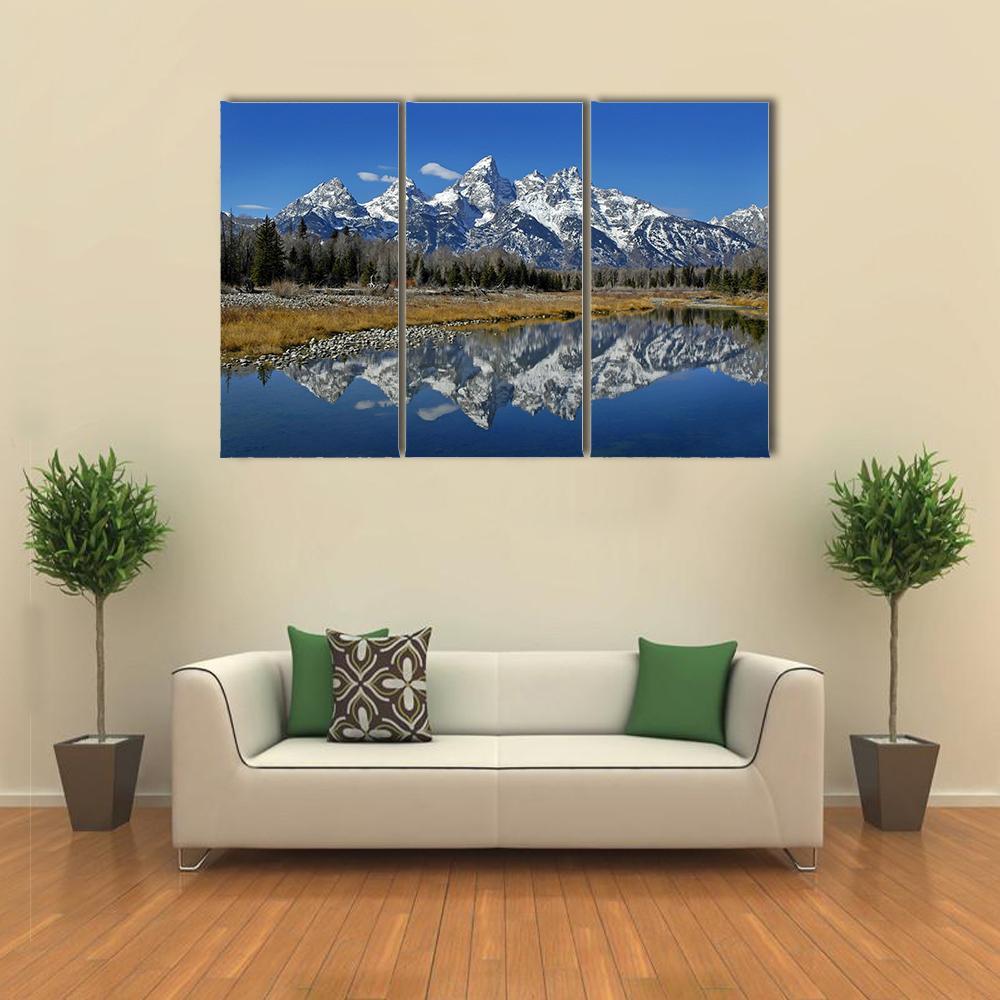 Teton Mountain Range Canvas Wall Art-3 Horizontal-Gallery Wrap-37" x 24"-Tiaracle