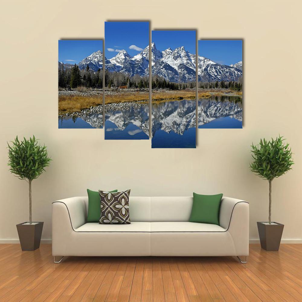 Teton Mountain Range Canvas Wall Art-4 Pop-Gallery Wrap-50" x 32"-Tiaracle