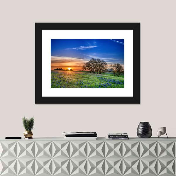 Texas Bluebonnet Field Canvas Wall Art-5 Horizontal-Gallery Wrap-22" x 12"-Tiaracle