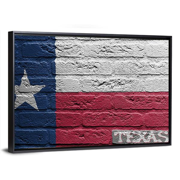 Texas Flag On Brick Wall Canvas Wall Art-5 Horizontal-Gallery Wrap-22" x 12"-Tiaracle