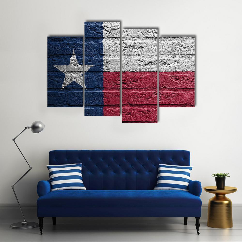 Texas Flag On Brick Wall Canvas Wall Art-4 Pop-Gallery Wrap-50" x 32"-Tiaracle