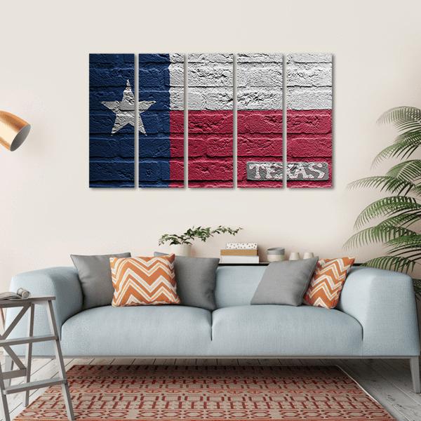Texas Flag On Brick Wall Canvas Wall Art-5 Horizontal-Gallery Wrap-22" x 12"-Tiaracle