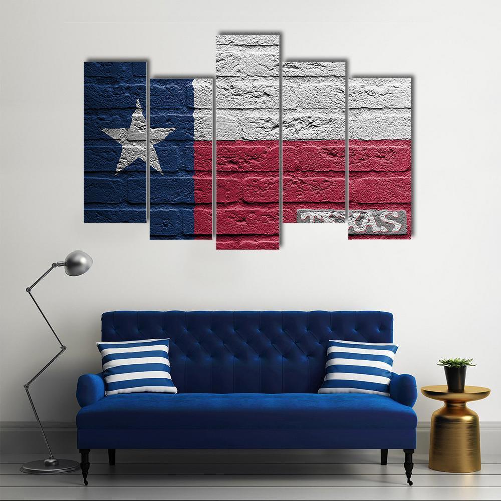 Texas Flag On Brick Wall Canvas Wall Art-5 Pop-Gallery Wrap-47" x 32"-Tiaracle