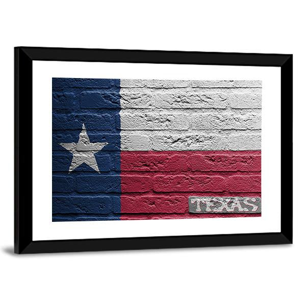 Texas Flag On Brick Wall Panoramic Canvas Wall Art-1 Piece-36" x 12"-Tiaracle