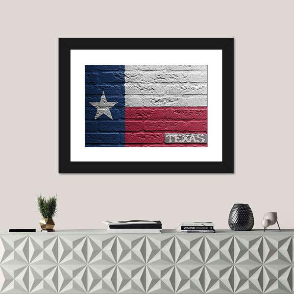 Texas Flag On Brick Wall Panoramic Canvas Wall Art-1 Piece-36" x 12"-Tiaracle
