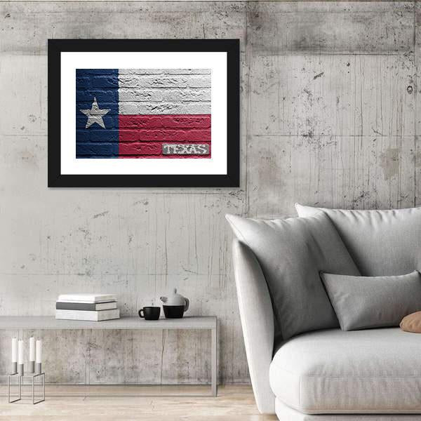 Texas Flag On Brick Wall Panoramic Canvas Wall Art-1 Piece-36" x 12"-Tiaracle