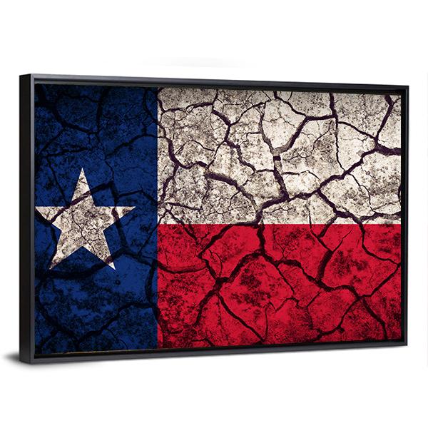 Texas Flag Pattern On Crack Soil Texture Canvas Wall Art-3 Horizontal-Gallery Wrap-25" x 16"-Tiaracle