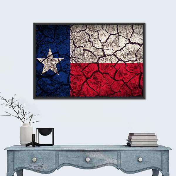 Texas Flag Pattern On Crack Soil Texture Canvas Wall Art-3 Horizontal-Gallery Wrap-25" x 16"-Tiaracle