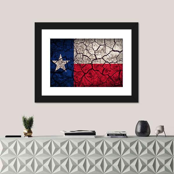 Texas Flag Pattern On Crack Soil Texture Canvas Wall Art-3 Horizontal-Gallery Wrap-25" x 16"-Tiaracle