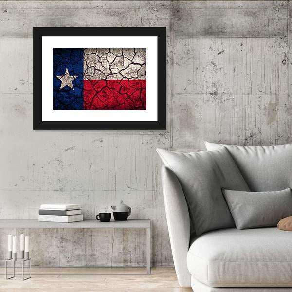 Texas Flag Pattern On Crack Soil Texture Canvas Wall Art-3 Horizontal-Gallery Wrap-25" x 16"-Tiaracle