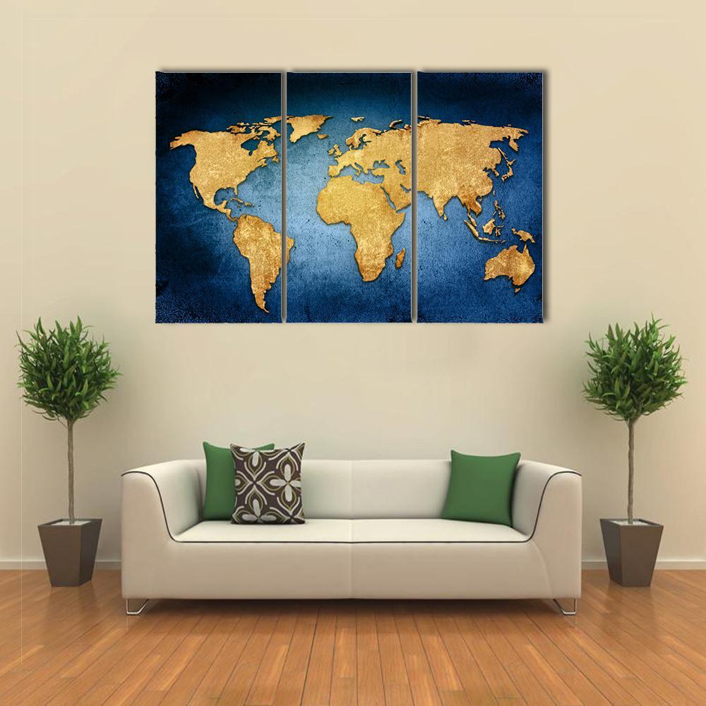 Textured World Map Canvas Wall Art-3 Horizontal-Gallery Wrap-37" x 24"-Tiaracle