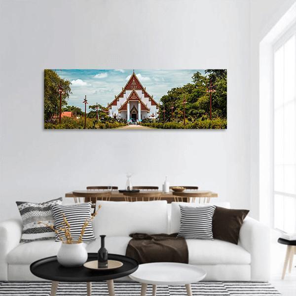 Thai Buddhist Temple Panoramic Canvas Wall Art-1 Piece-36" x 12"-Tiaracle