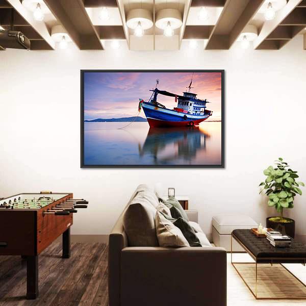 Thai Fishing Boat Canvas Wall Art-5 Horizontal-Gallery Wrap-22" x 12"-Tiaracle