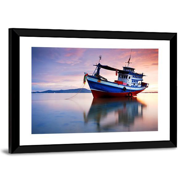 Thai Fishing Boat Canvas Wall Art-5 Horizontal-Gallery Wrap-22" x 12"-Tiaracle