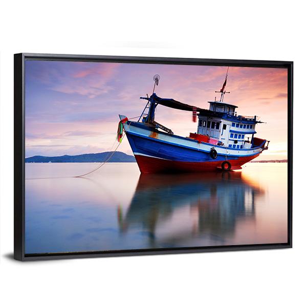 Thai Fishing Boat Canvas Wall Art-5 Horizontal-Gallery Wrap-22" x 12"-Tiaracle
