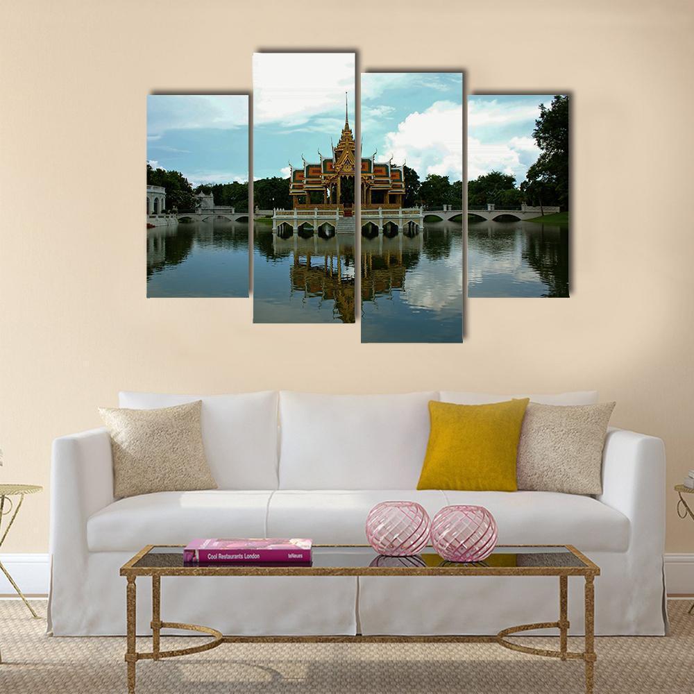 Thai Pavilion In Waters Canvas Wall Art-4 Pop-Gallery Wrap-50" x 32"-Tiaracle
