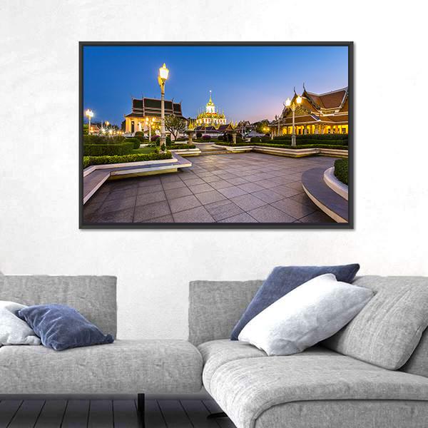 Thai Pavilion Temple Canvas Wall Art-1 Piece-Floating Frame-24" x 16"-Tiaracle