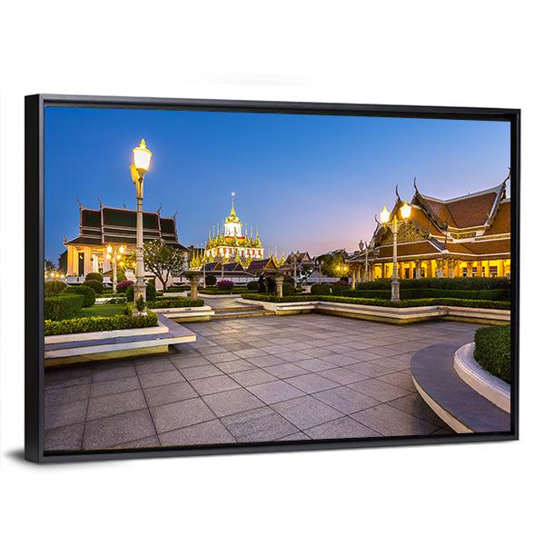 Thai Pavilion Temple Canvas Wall Art-3 Horizontal-Gallery Wrap-25" x 16"-Tiaracle