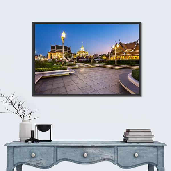 Thai Pavilion Temple Canvas Wall Art-3 Horizontal-Gallery Wrap-25" x 16"-Tiaracle
