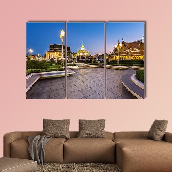 Thai Pavilion Temple Canvas Wall Art-3 Horizontal-Gallery Wrap-37" x 24"-Tiaracle