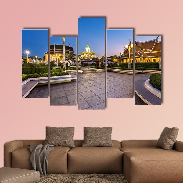 Thai Pavilion Temple Canvas Wall Art-5 Pop-Gallery Wrap-47" x 32"-Tiaracle