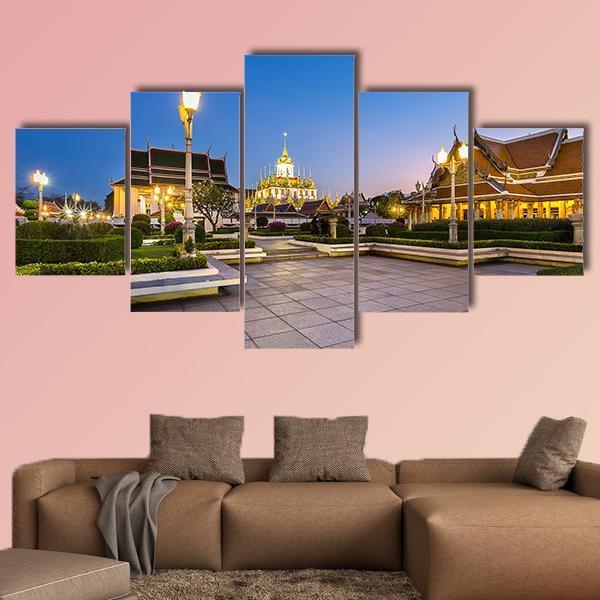 Thai Pavilion Temple Canvas Wall Art-5 Star-Gallery Wrap-62" x 32"-Tiaracle