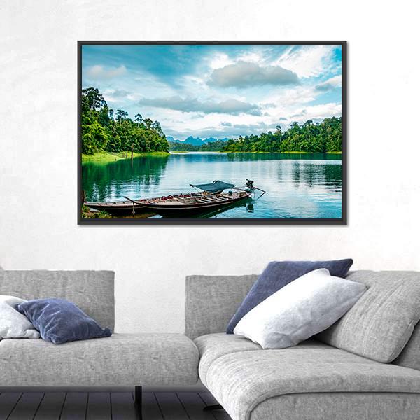 Thai Traditional Boat Canvas Wall Art-1 Piece-Floating Frame-24" x 16"-Tiaracle