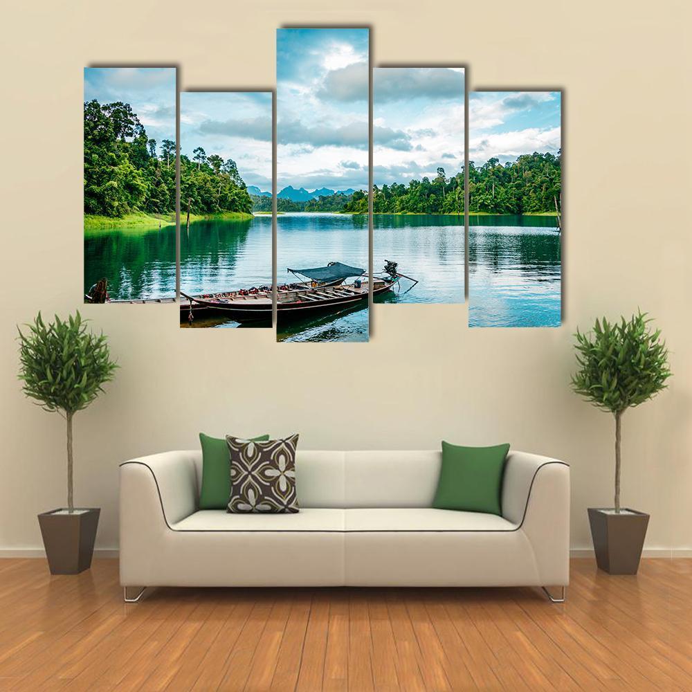 Thai Traditional Boat Canvas Wall Art-5 Pop-Gallery Wrap-47" x 32"-Tiaracle