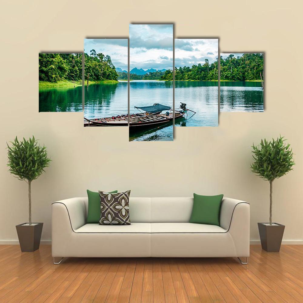 Thai Traditional Boat Canvas Wall Art-5 Star-Gallery Wrap-62" x 32"-Tiaracle