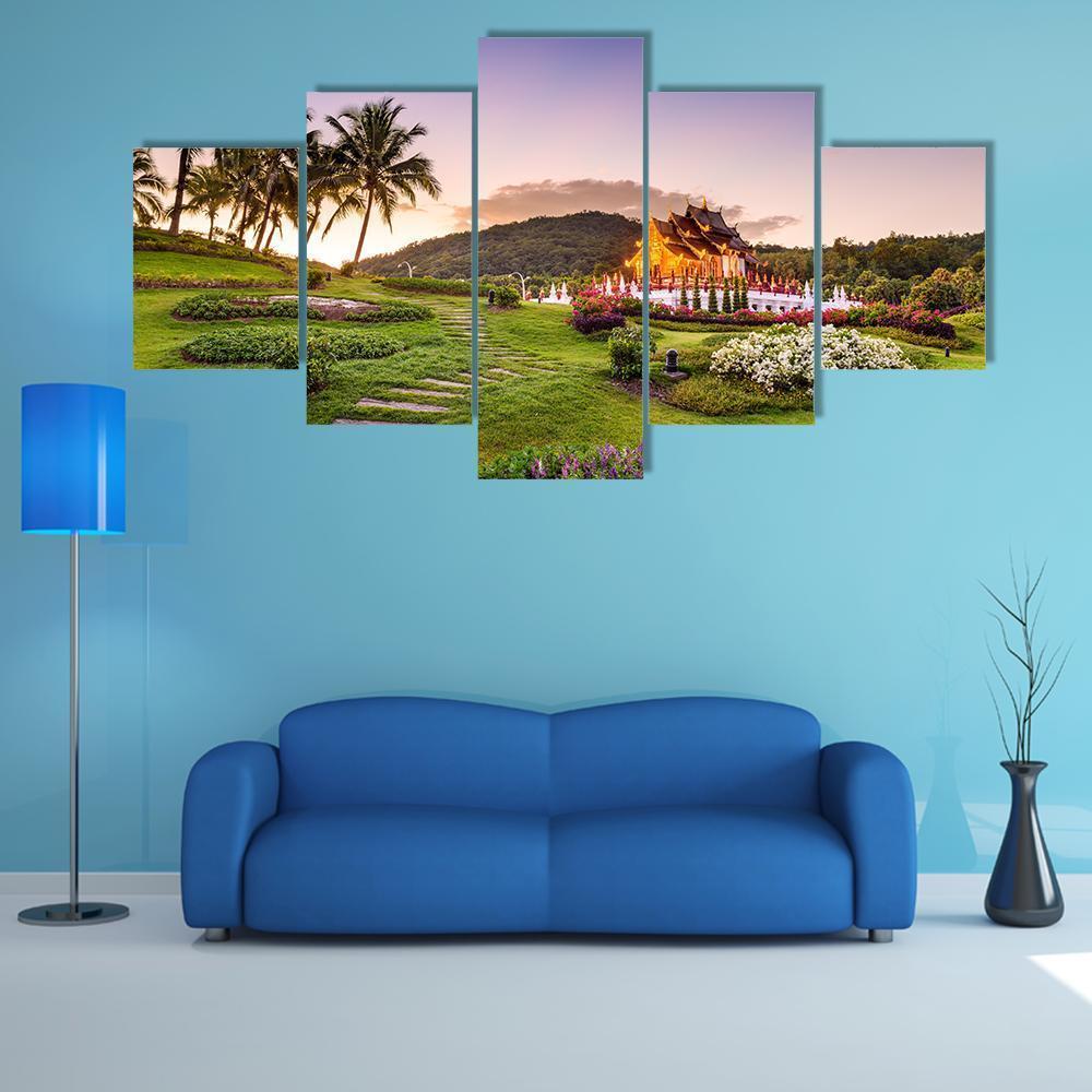 Royal Flora Ratchaphruek Park Canvas Wall Art-5 Star-Gallery Wrap-62" x 32"-Tiaracle
