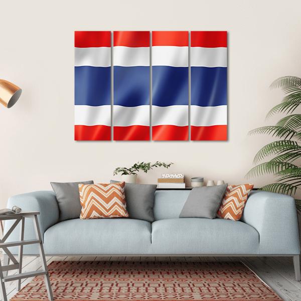 Thailand Flag Canvas Wall Art-4 Horizontal-Gallery Wrap-34" x 24"-Tiaracle