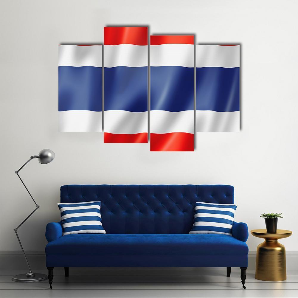 Thailand Flag Canvas Wall Art-4 Pop-Gallery Wrap-50" x 32"-Tiaracle