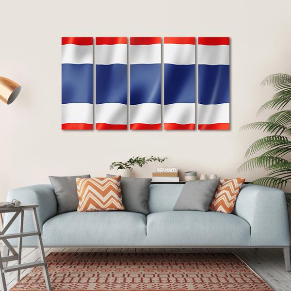 Thailand Flag Canvas Wall Art-5 Horizontal-Gallery Wrap-22" x 12"-Tiaracle