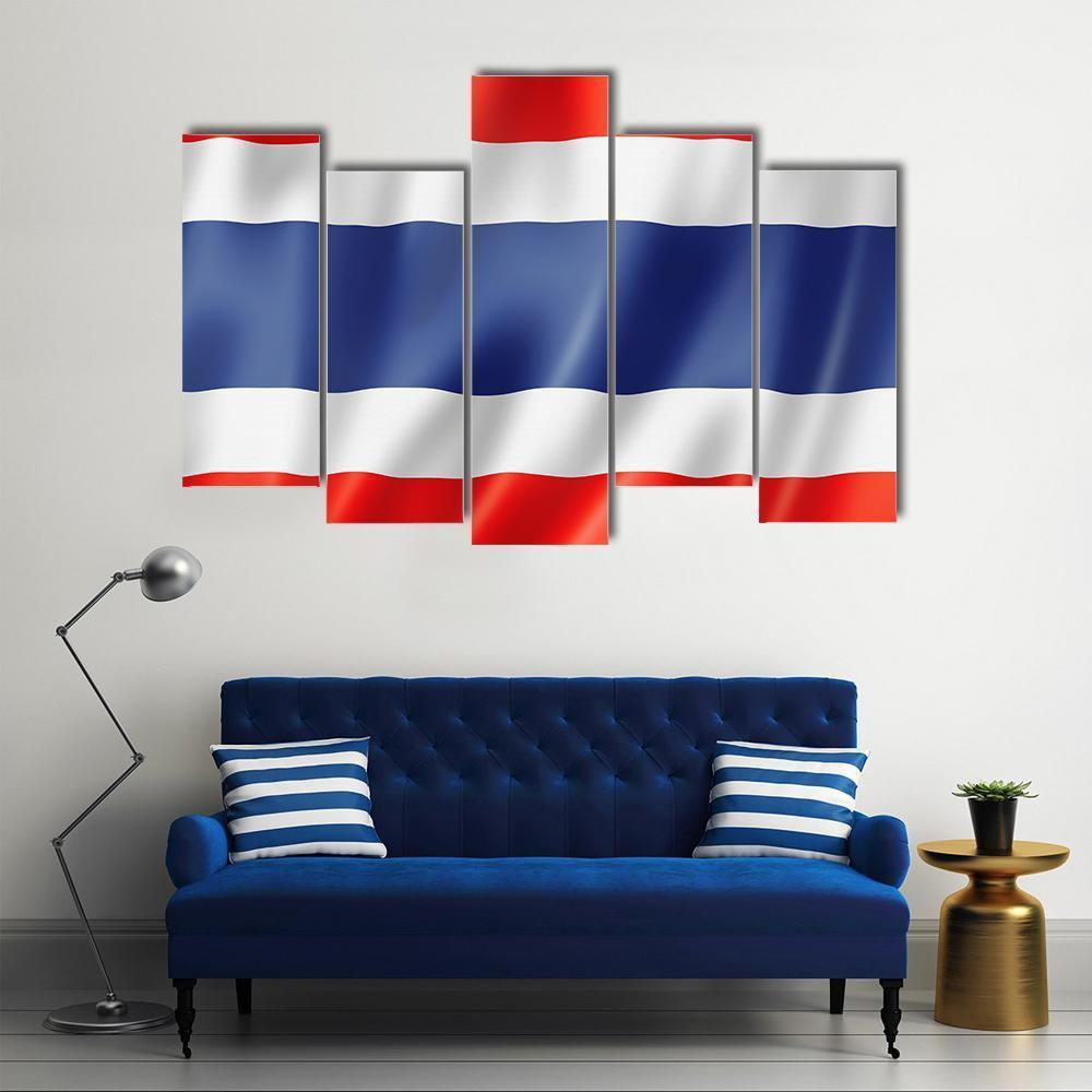 Thailand Flag Canvas Wall Art-5 Pop-Gallery Wrap-47" x 32"-Tiaracle