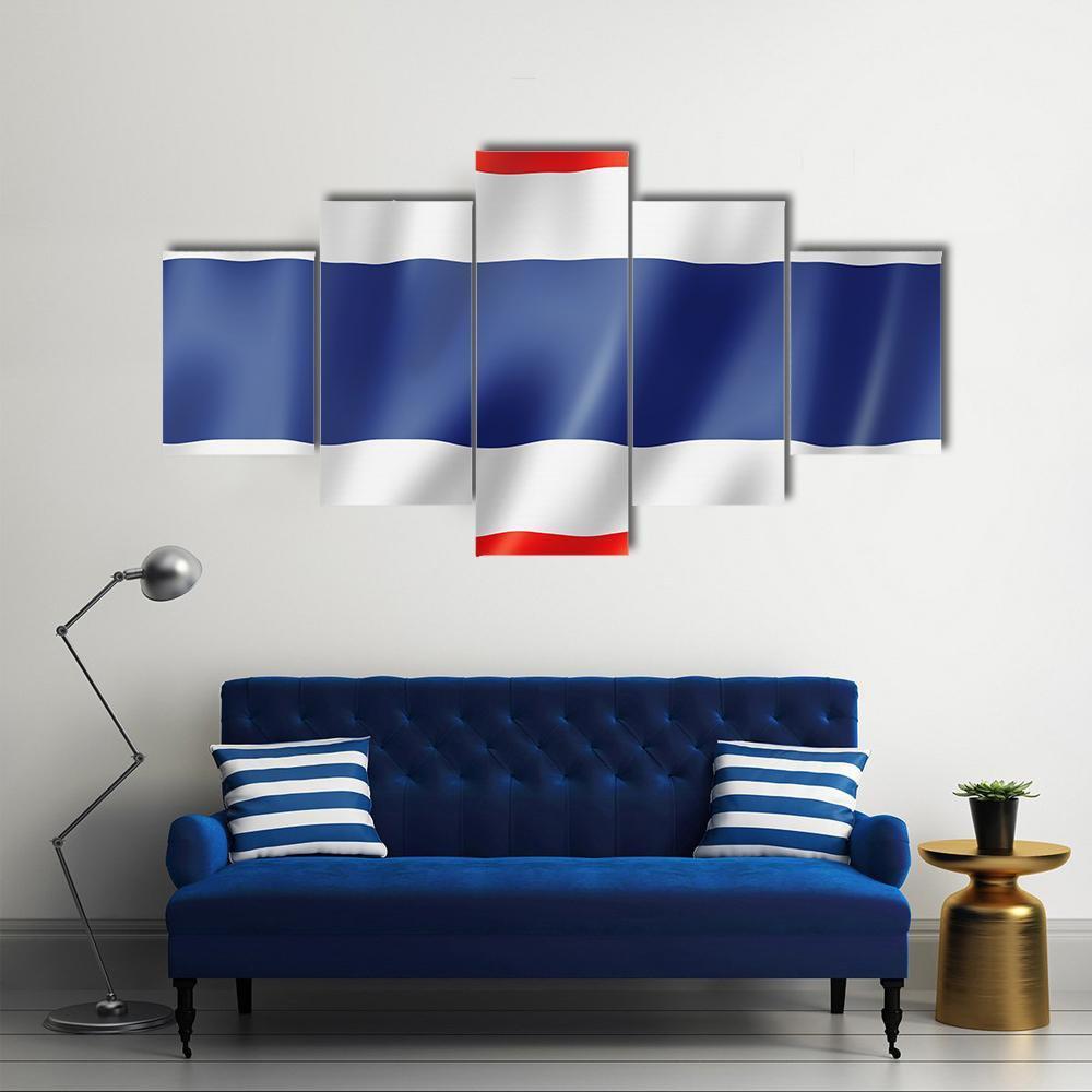 Thailand Flag Canvas Wall Art-5 Star-Gallery Wrap-62" x 32"-Tiaracle