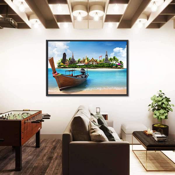 Thailand Travel Concept Canvas Wall Art-5 Horizontal-Gallery Wrap-22" x 12"-Tiaracle