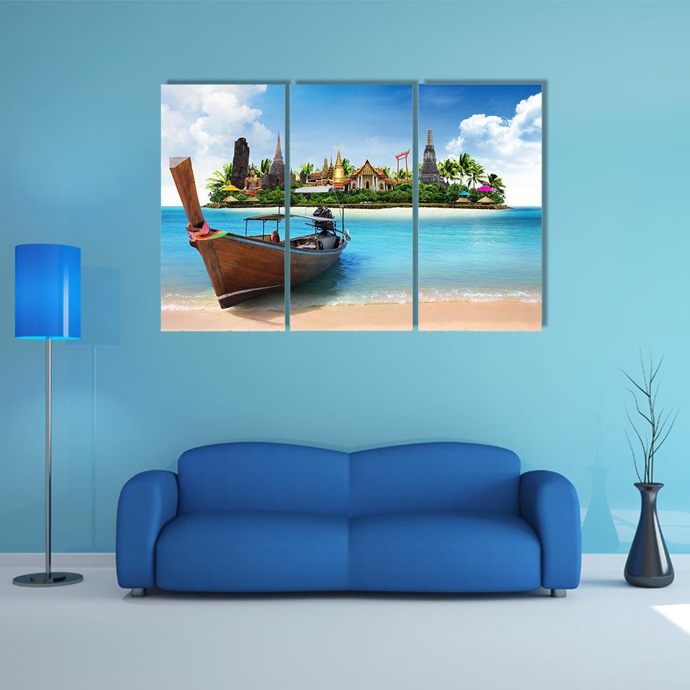 Thailand Travel Concept Canvas Wall Art-3 Horizontal-Gallery Wrap-37" x 24"-Tiaracle
