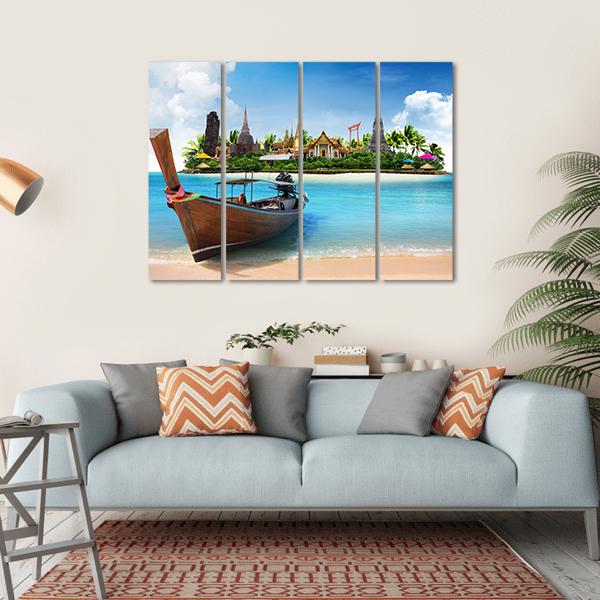 Thailand Travel Concept Canvas Wall Art-4 Horizontal-Gallery Wrap-34" x 24"-Tiaracle