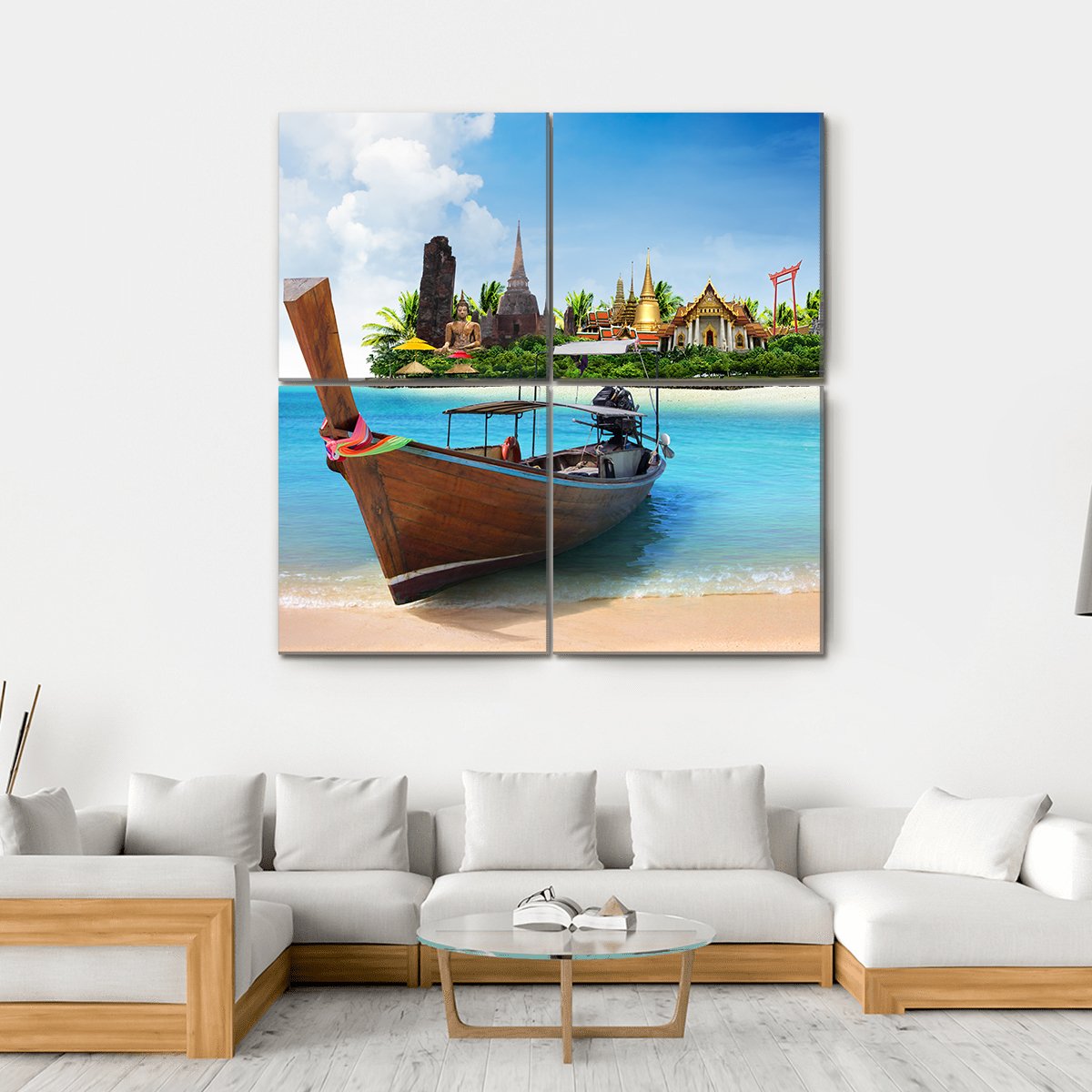 Thailand Travel Concept Canvas Wall Art-4 Square-Gallery Wrap-17" x 17"-Tiaracle
