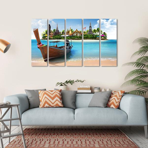 Thailand Travel Concept Canvas Wall Art-5 Horizontal-Gallery Wrap-22" x 12"-Tiaracle