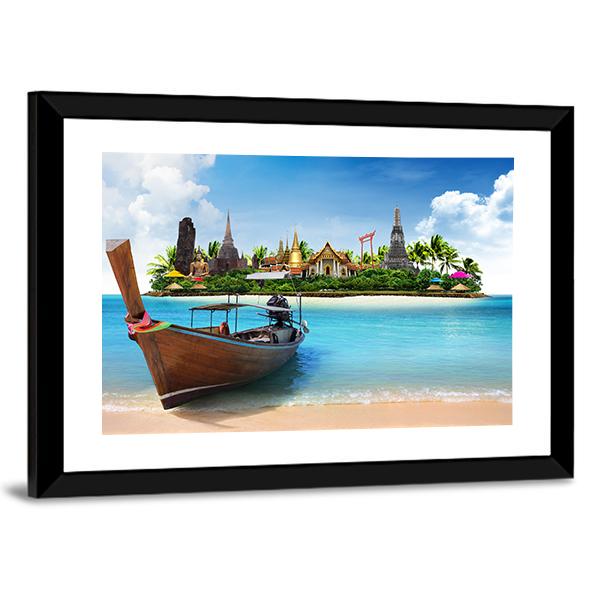Thailand Travel Concept Panoramic Canvas Wall Art-1 Piece-36" x 12"-Tiaracle